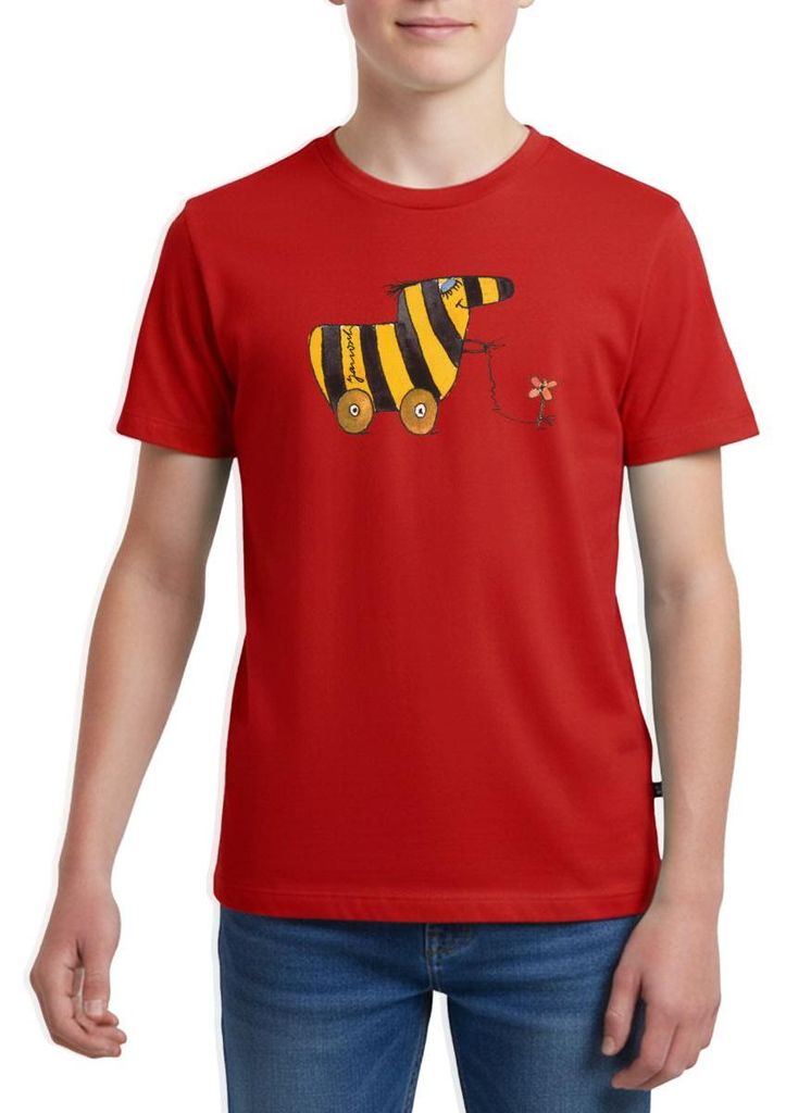 Spreadshirt Janosch Große Tigerente Mit Blume Teenager Premium T-Shirt, 158/164 (12 Jahre), Rot