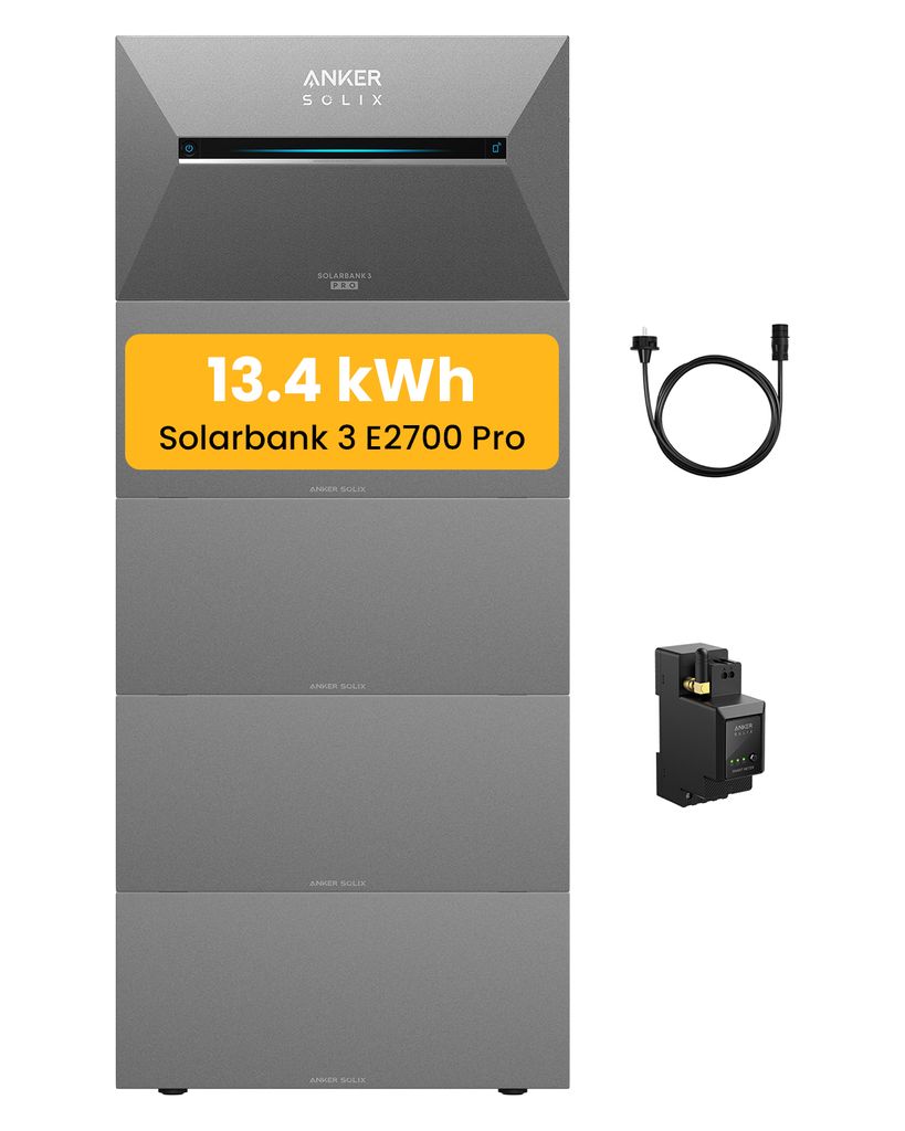 Powerness Balkonkraftwerk Speicher 13,4 kWh, Anker SOLIX Solarbank 3 E2700 Pro mit BP2700 Akku x4 inkl. Anker Smarten Zähler für Balkonkraftwerk