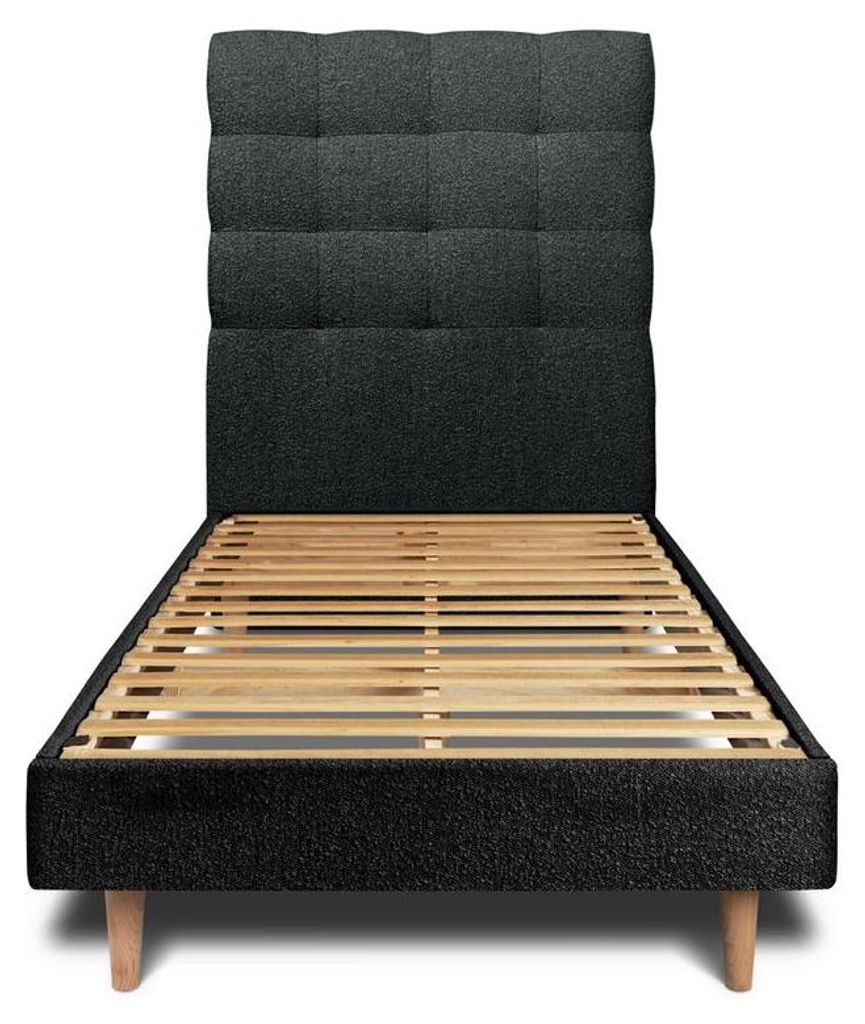 Bett mit gepolstertem Kopfteil – Bouclé-Stoff - 90x200 cm