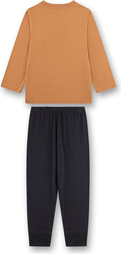 Sanetta Jungen Schlafanzug, lang - Kids, Roter Panda-Print, Single Jersey Braun 104