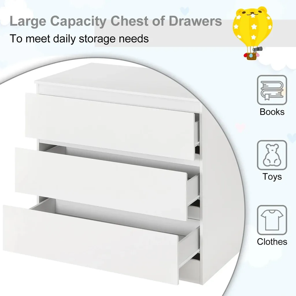 Commode blanche 3 tiroirs stable et solide pour ranger sans encombrer - 4