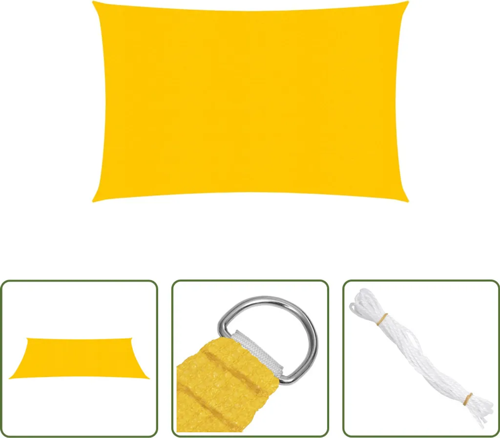 Tenda a Vela Gialla 3.5x5m in HDPE | Protezione UV Giardino e Balcone