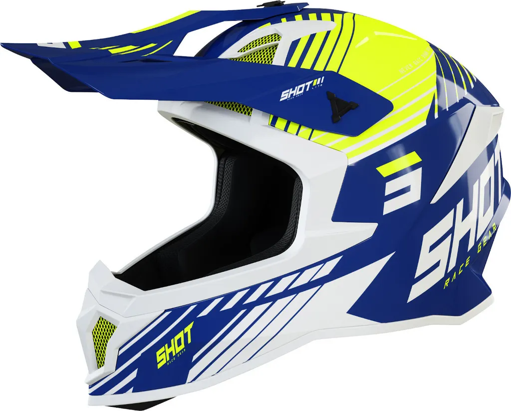 Casque intégral cross Shot Lite Fury bleu et jaune pour enfant XS