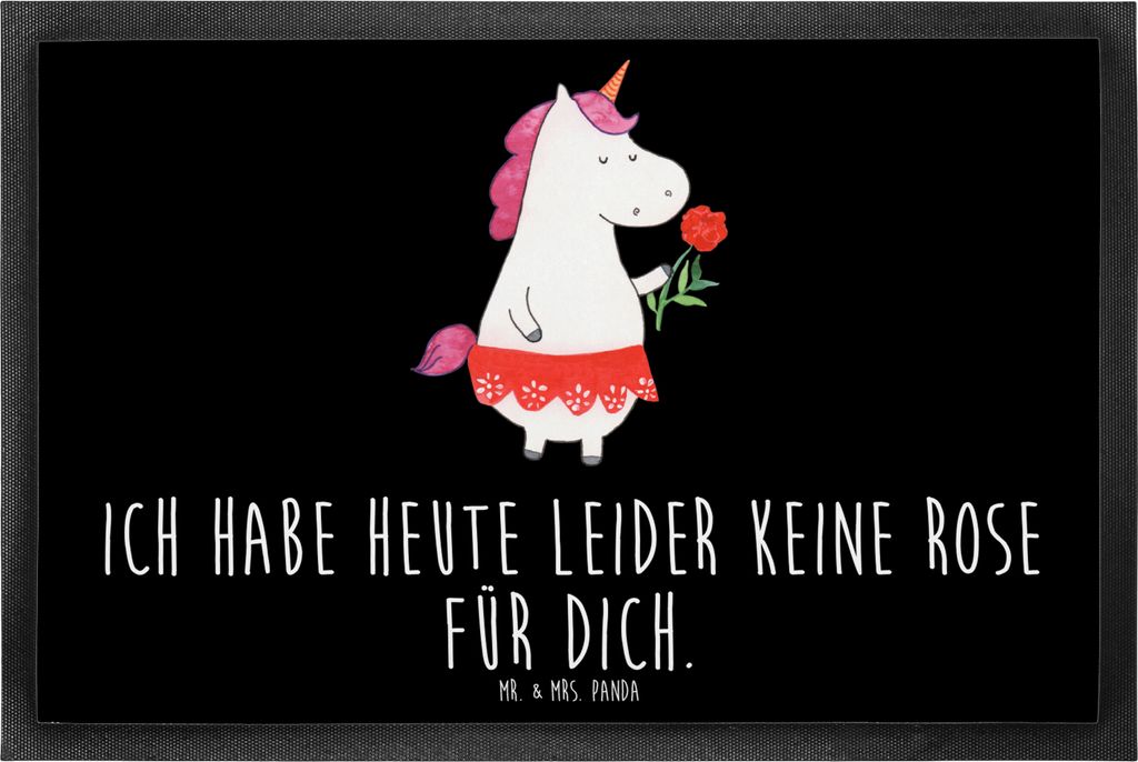 Mr. & Mrs. Panda fußmatte Einhorn Dame 60 x 90 cm - Schwarz - Geschenk, Unicorn, Sauberlaufmatte, Schmutzmatte, Bachelor, Frau, Bachelorette, Fuß...