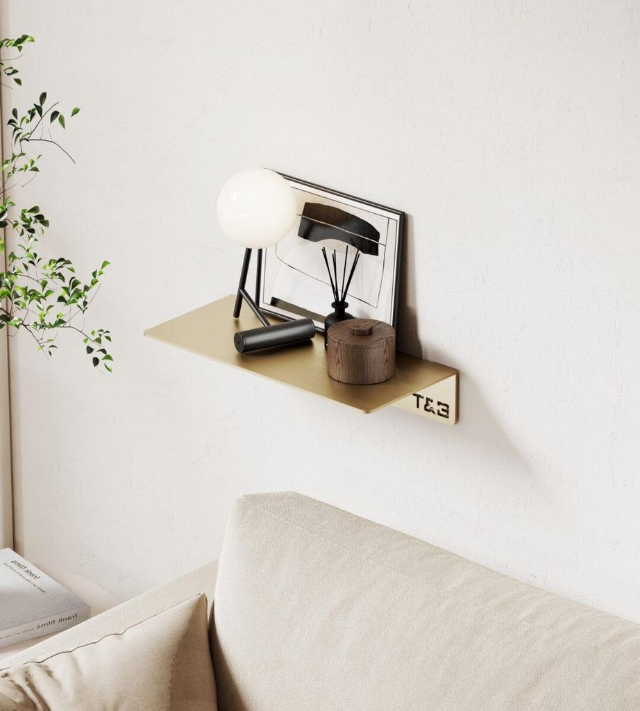 Nortiq T&B Wandablage T1 20 x 9 x 4 cm gebürstetes Gold Aluminium Wandregal Badezimmer Wandmontage