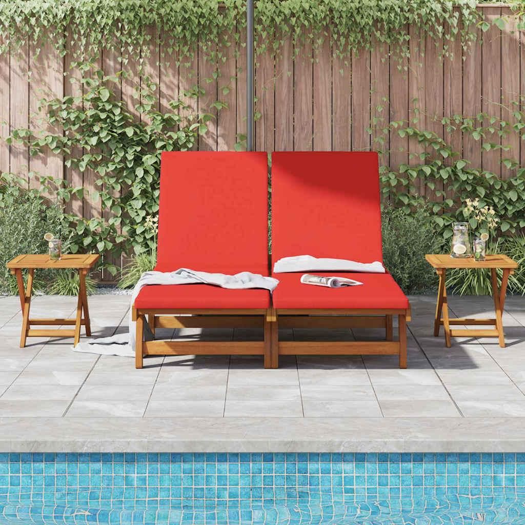 "Sonderangebot" Sonnenliege - HOMMIE - moderne Gartenliege/Gartenmöbel - mit Kissen Rot Massivholz Akazie - Gartenliegen NeuMöbel9181762