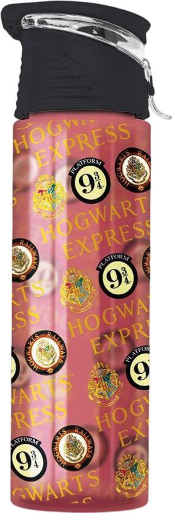 Harry Potter - Wasserflasche "Platform 9 3/4", Hogwarts Wappen, Kunststoff PM8350 (Einheitsgröße) (Rot/Gelb/Schwarz)