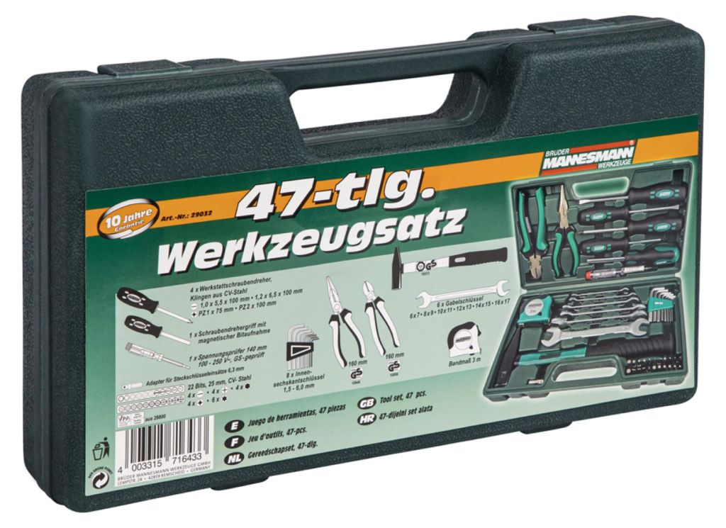 BRÜDER MANNESMANN GREEN LINE 29032 Set di utensili, 47 Immagine del prodotto 