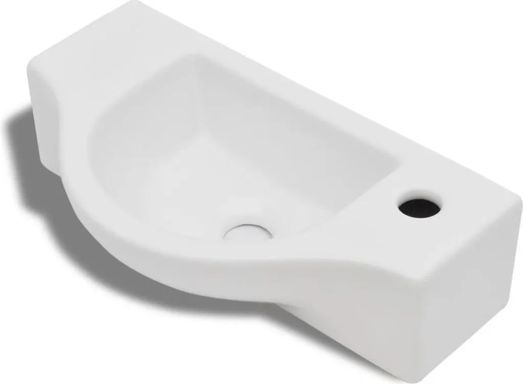 Lavabo vidaXL Ceramica Bianco Lucido - Installazione Facile Foro Rubinetto
