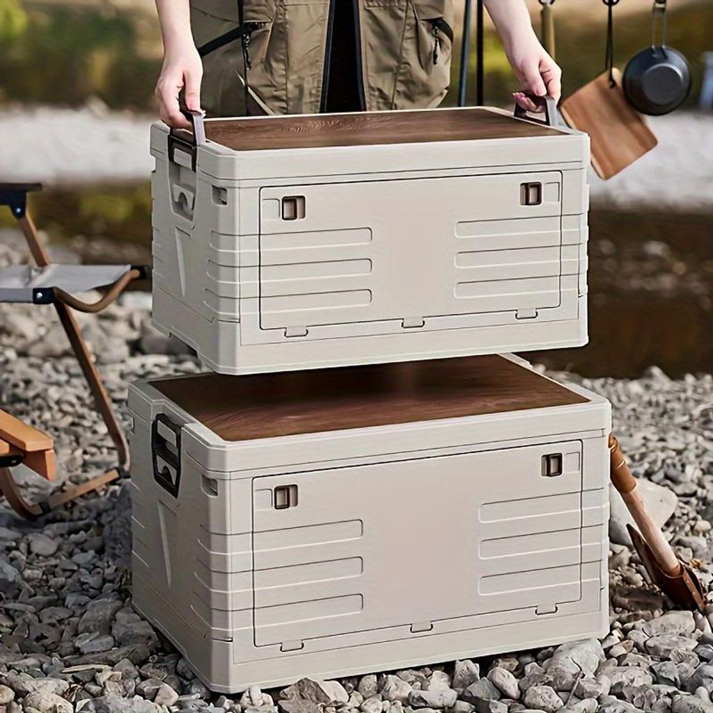 L-Nummer Faltbar Campingbox,mit Rädern/mit Deckel ,Kunststoffbewahrungsbox ,Organizer Klappkiste,Picknick Abenteuer im Freien,Lagerbox,mit Traggriff.