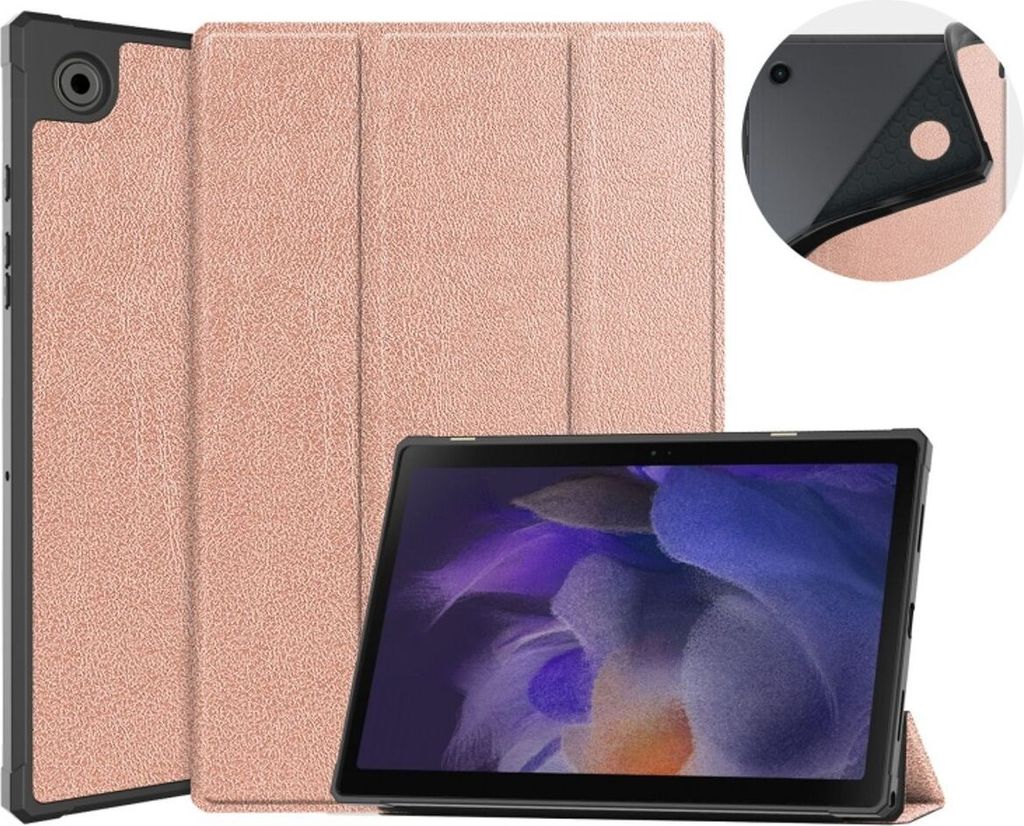 König Design Tablet-Hülle kompatibel mit Samsung Galaxy Tab A8 2021 SM-X205 Kunstleder Smart Cover Case Etui Rose Gold