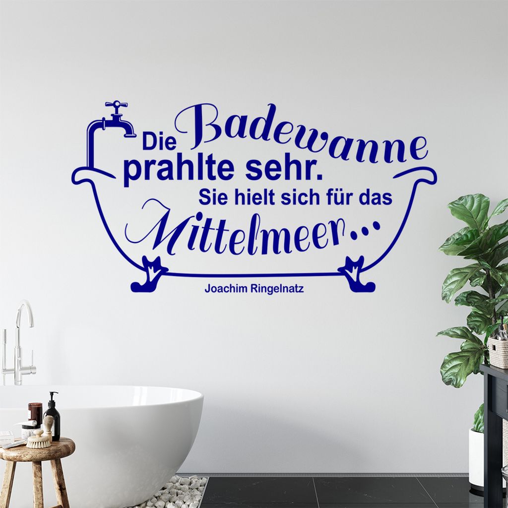 Die Badewanne prahlte sehr ... Wandtattoo in 6 Größen - Wandaufkleber Wall Sticker - Dekoration, Küche, Wohnzimmer, Schlafzimmer, Badezimmer