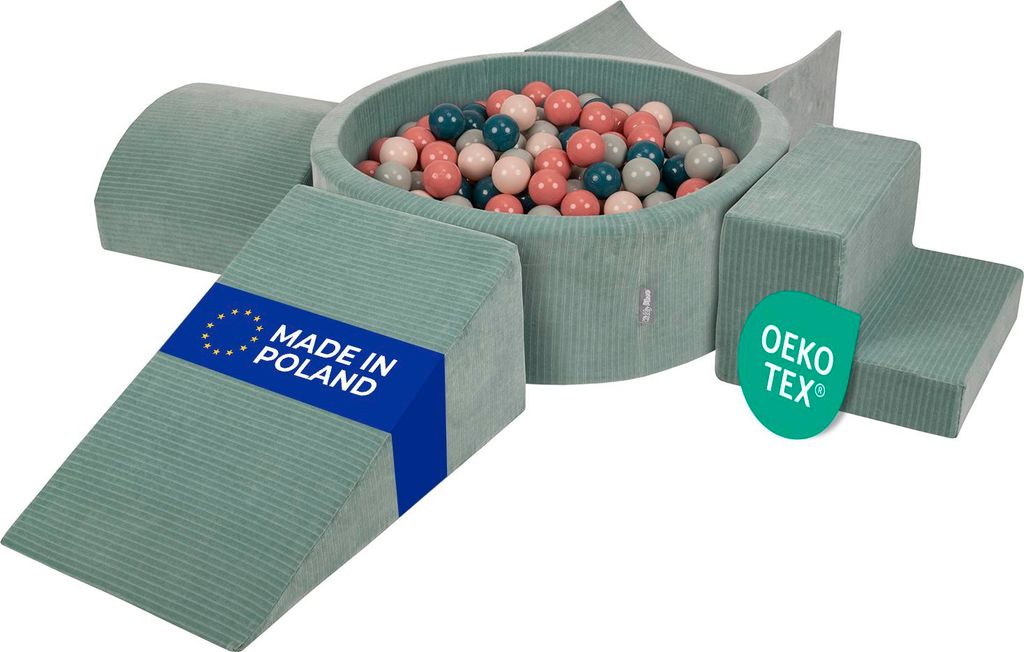 KiddyMoon Spielplatz Aus Schaumstoff Für Kinder mit Bälle Waschbare Bezug