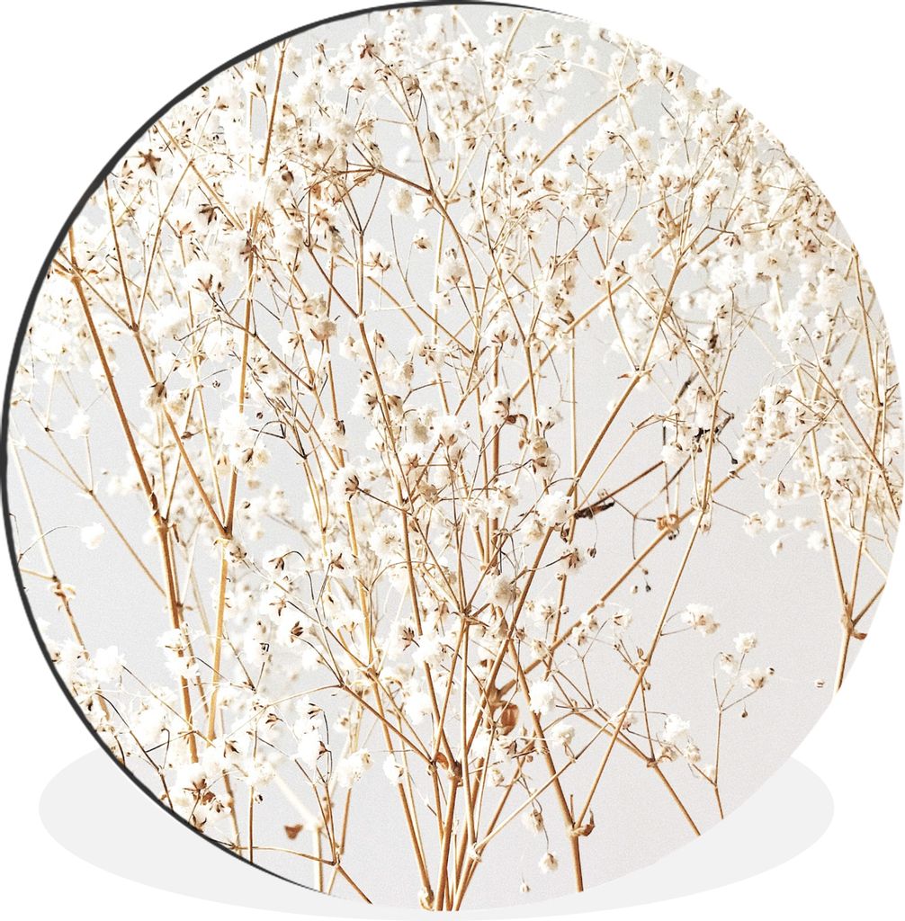 MuchoWow Aluminium Wandkreis Natur - Äste - Blumen Ø 60 cm Wanddeko Modern Wohnzimmer - Wand Kreis - Wandbild - Schlafzimmer - Aluminium Bild -...