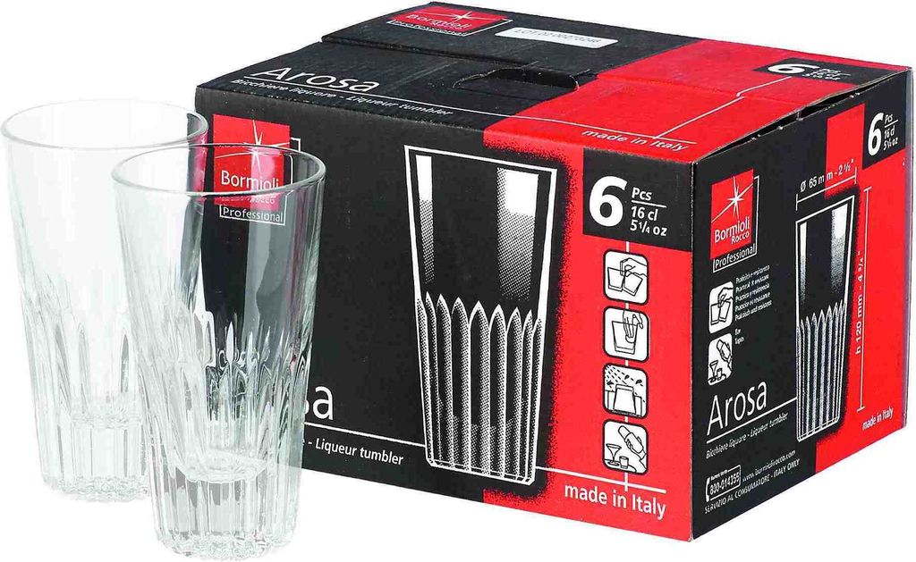 Arosa Whiskygläser Whiskybecher Likörgläser 16 cl Füllmenge 6 Stück