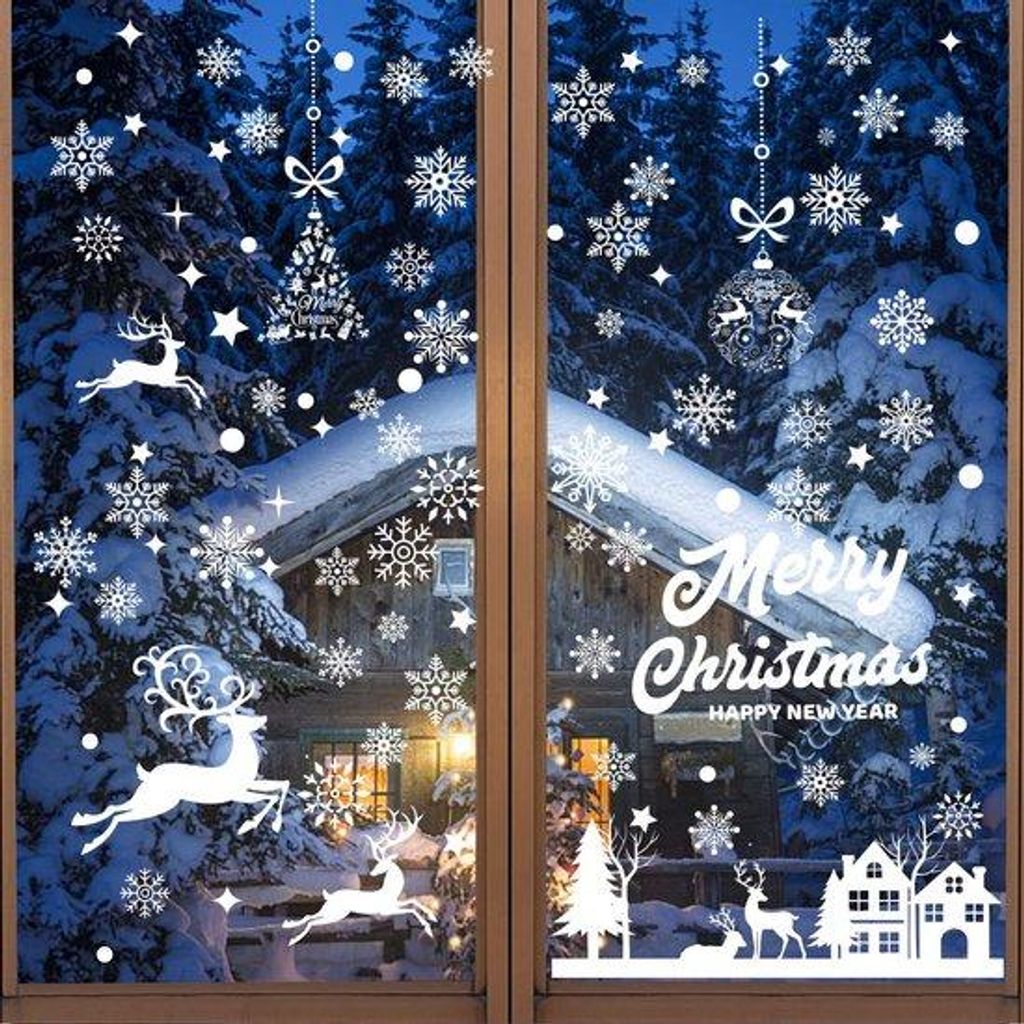 Weihnachtsfensterbilder, selbstklebend, Schnee, 169 Stück, Innenbereich