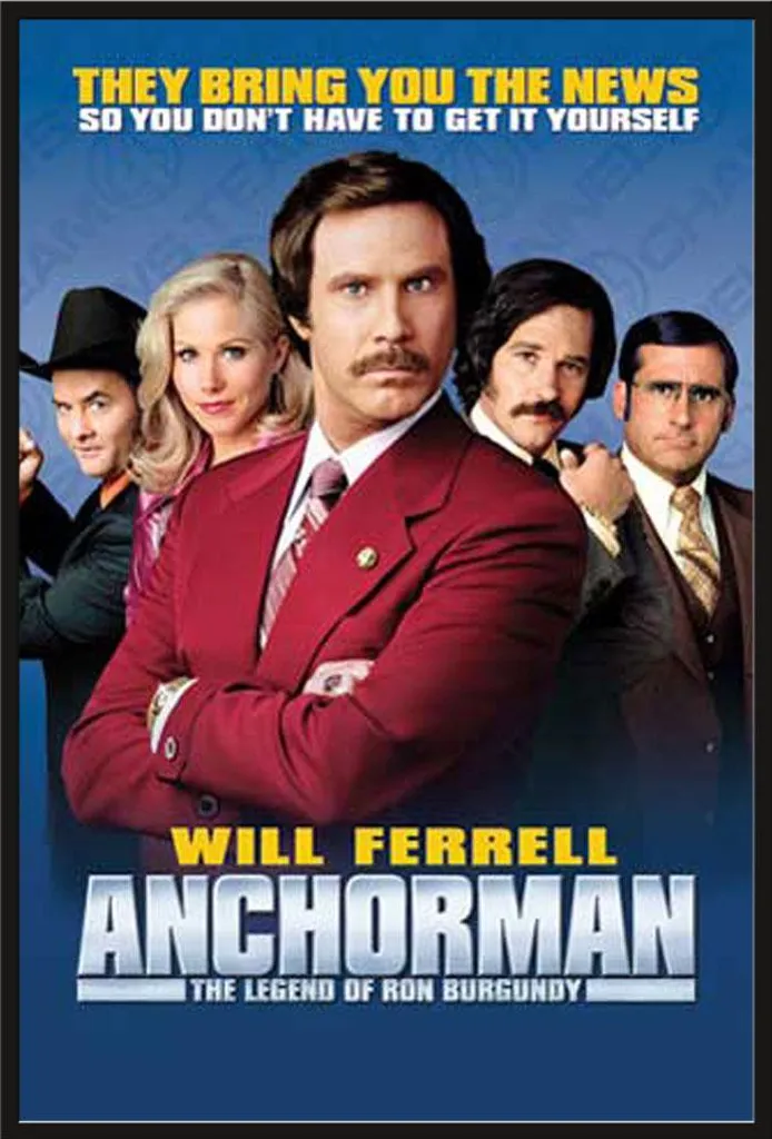 Poster Encadré Anchorman Ron Burgundy avec Vitre Acrylique Shinsuke
