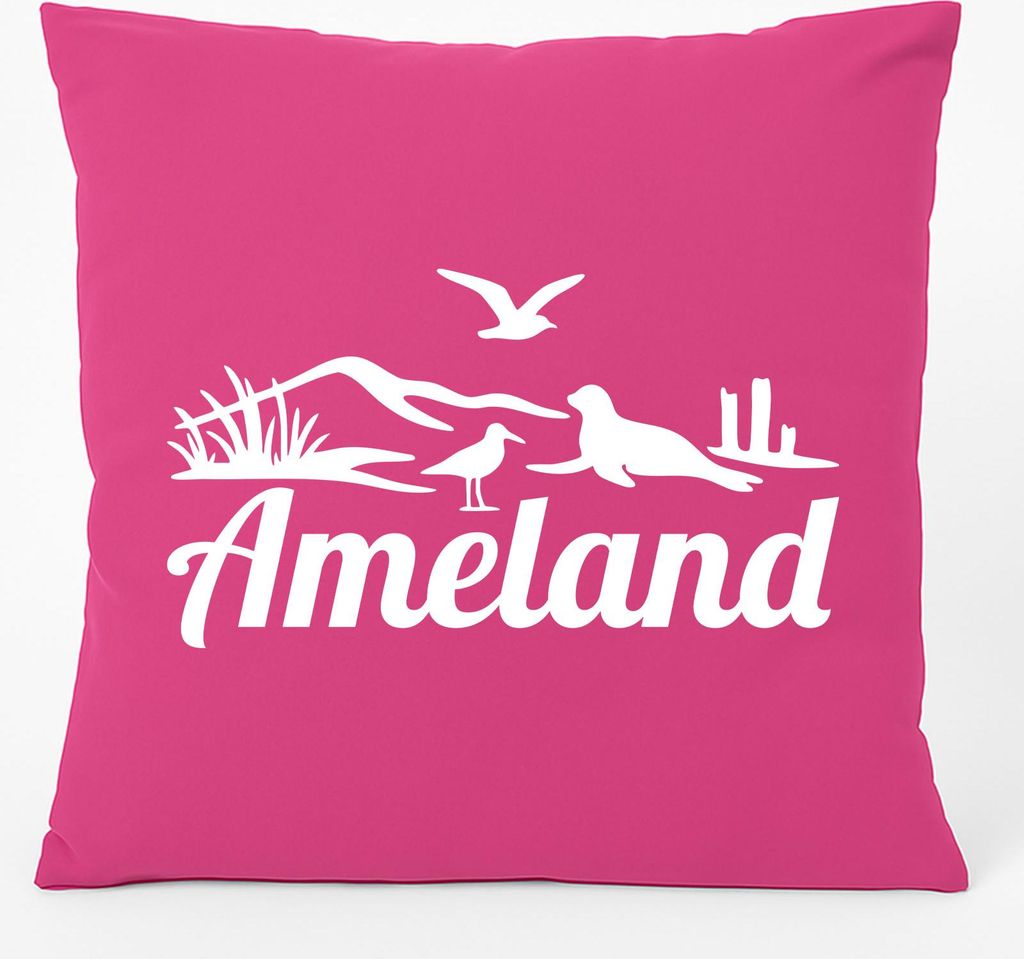 Huuraa Kissen Ameland Niederlande 40x40cm mit Füllung Fuchsia Baumwolle Dekokissen Geschenkidee