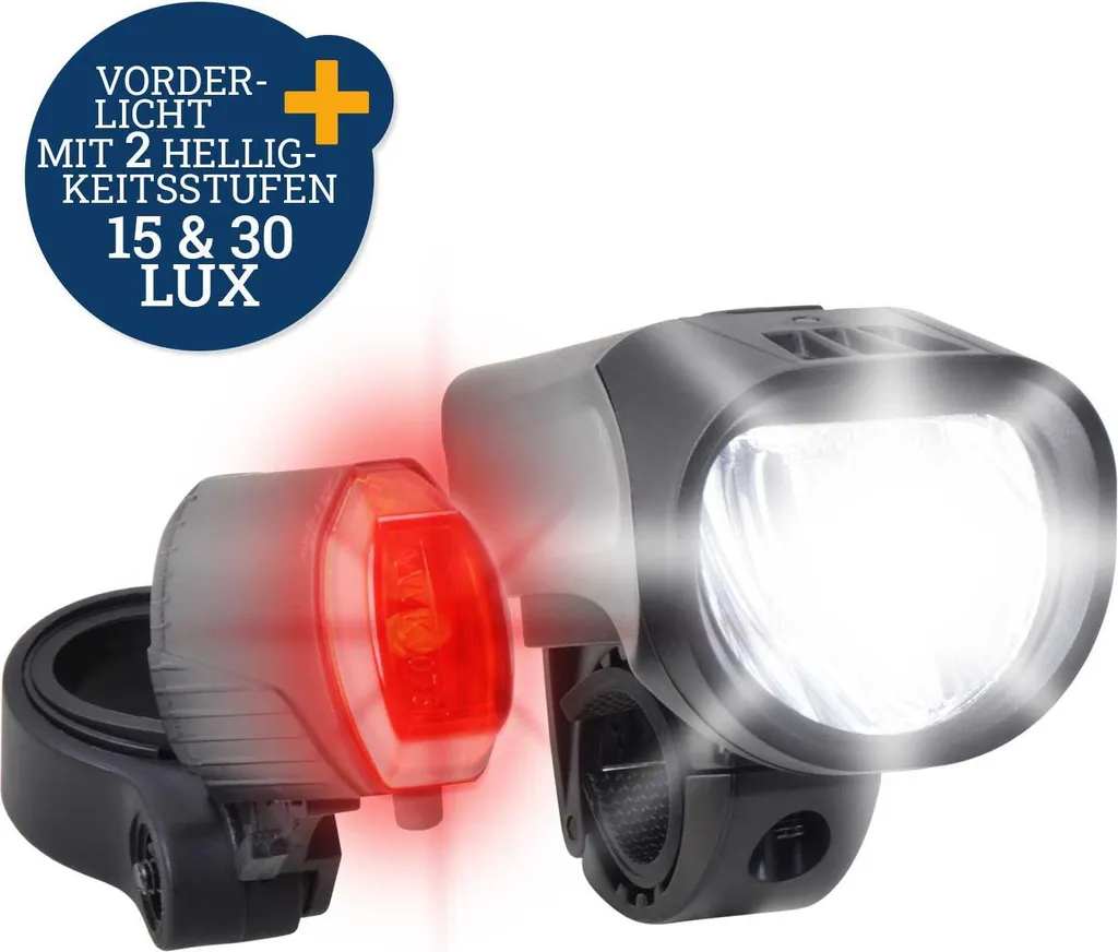 Kit Lampe Vélo LED 30 Lux Étanche avec Feu Arrière Sécurité Nocturne