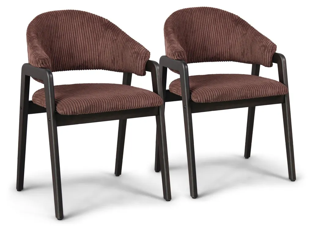 Fauteuils de Salon Canberra en Velours Côtelé - Lot de 2 Bois Parawood