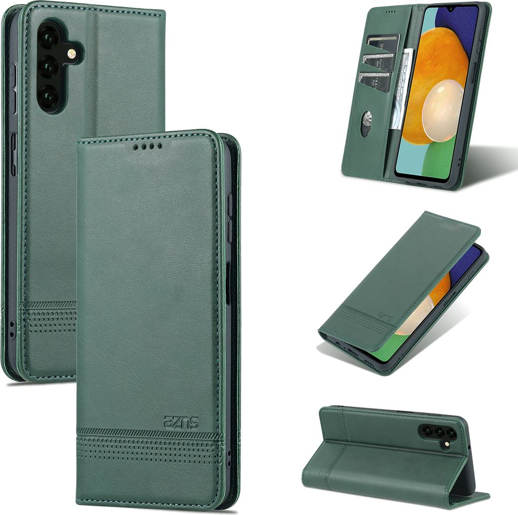Galaxy A13 5G Leder Hülle, Klapphüllen Brieftasche Magnetverschluss Ständer Schutzhülle für Samsung Galaxy A13 5G Grün