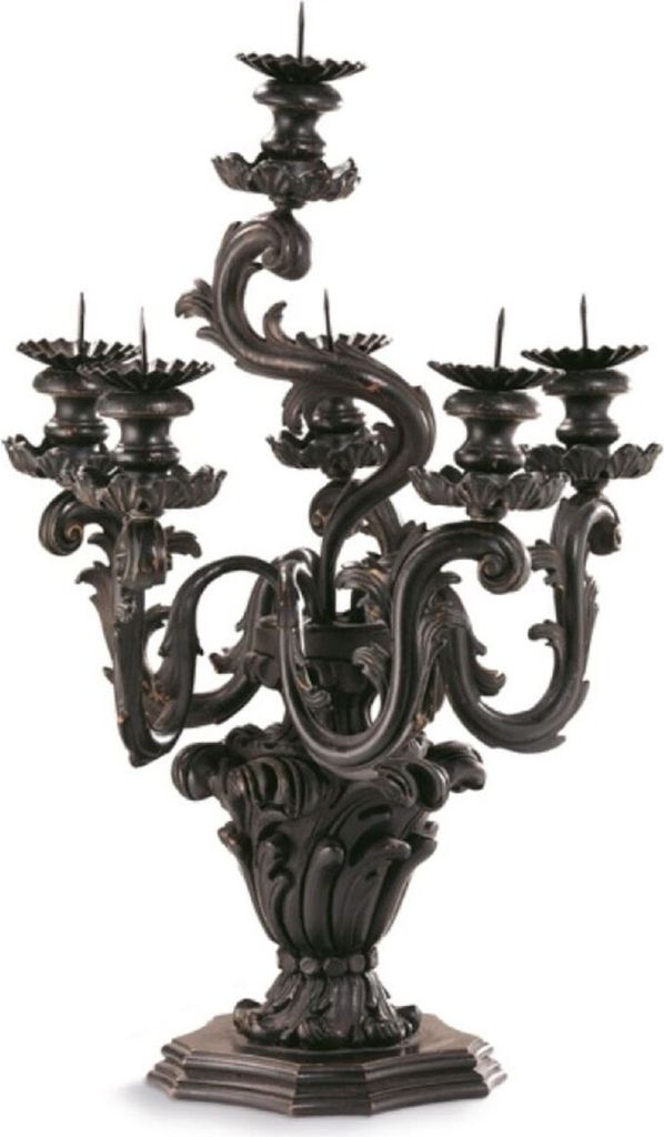 Casa Padrino Luxus Barock Kerzenhalter Antik Schwarz Ø 35 x H. 51 cm - Prunkvoller Barockstil Kerzenständer - Luxus Deko Accessoires im Barocksti...