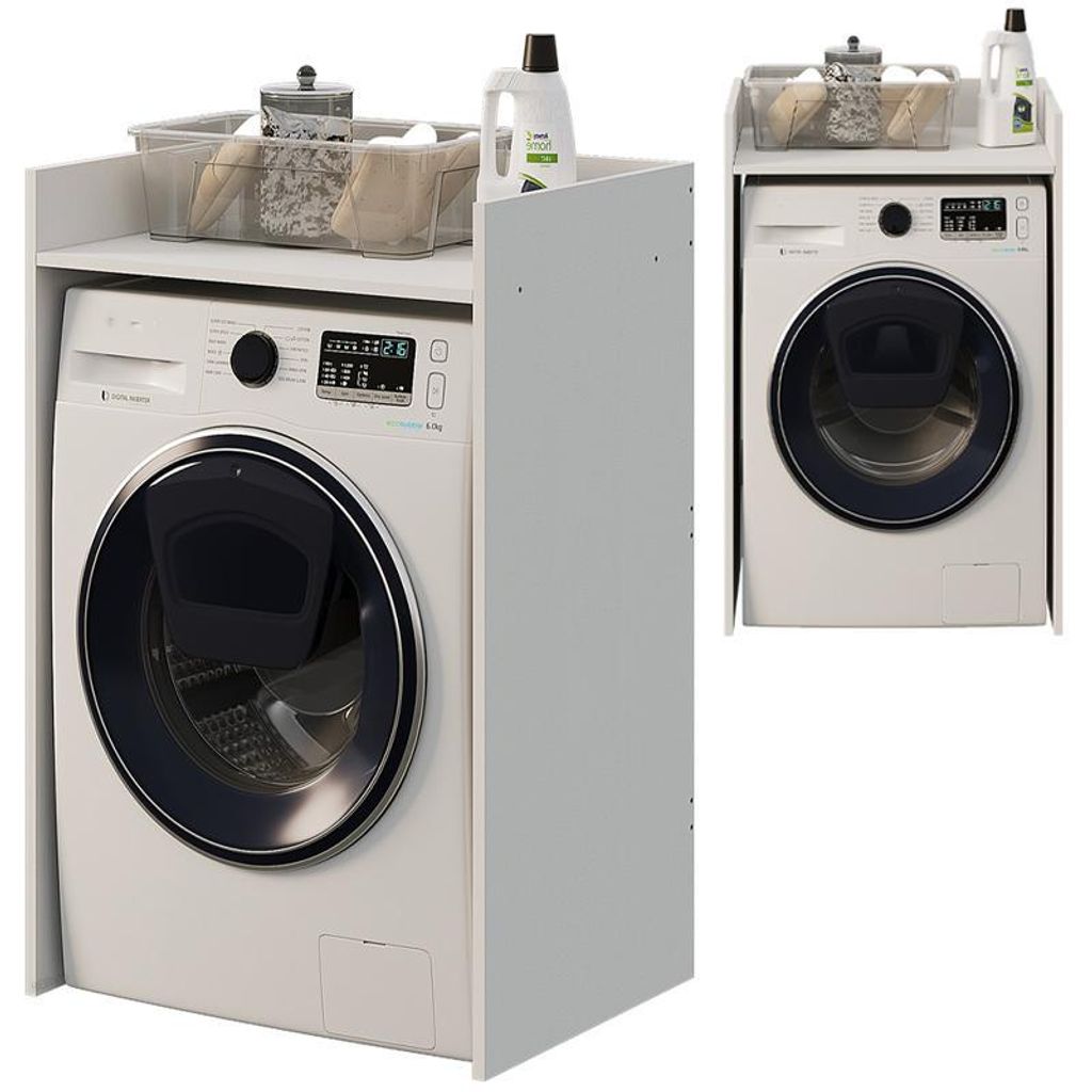 Badezimmerschrank über Waschmaschine und Trockner, Regalständer, Einbauschrank für Haushaltsgeräte, weiß, 64 cm