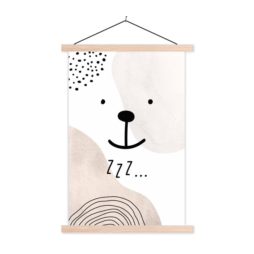 MuchoWow Textilposter Sprichwörter - Schlaf - Zzz... - Zitate - Kinder - Kinder 120x180 cm mit holzfarbenen Rahmen - Textil-Plakat