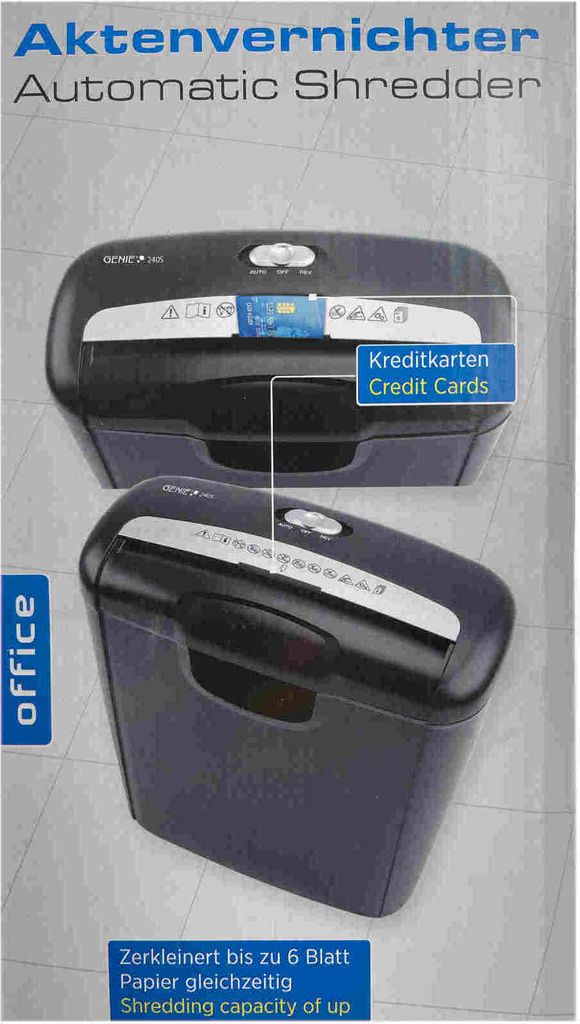 Genie 240S Aktenvernichter 6 Blatt Streifenschnitt Produktbild 3