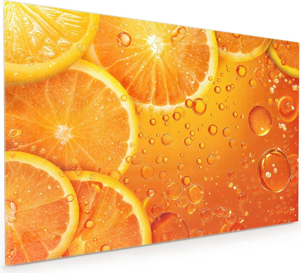 Küchenrückwand Spritzschutz Glas mit Motiv Erfrischende Orange 40 x 40 cm