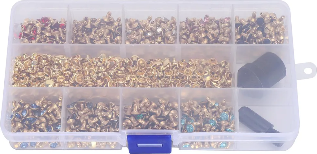 Rivets en cristal strass pour cuir avec outil de pose manuel - Lot 100pcs