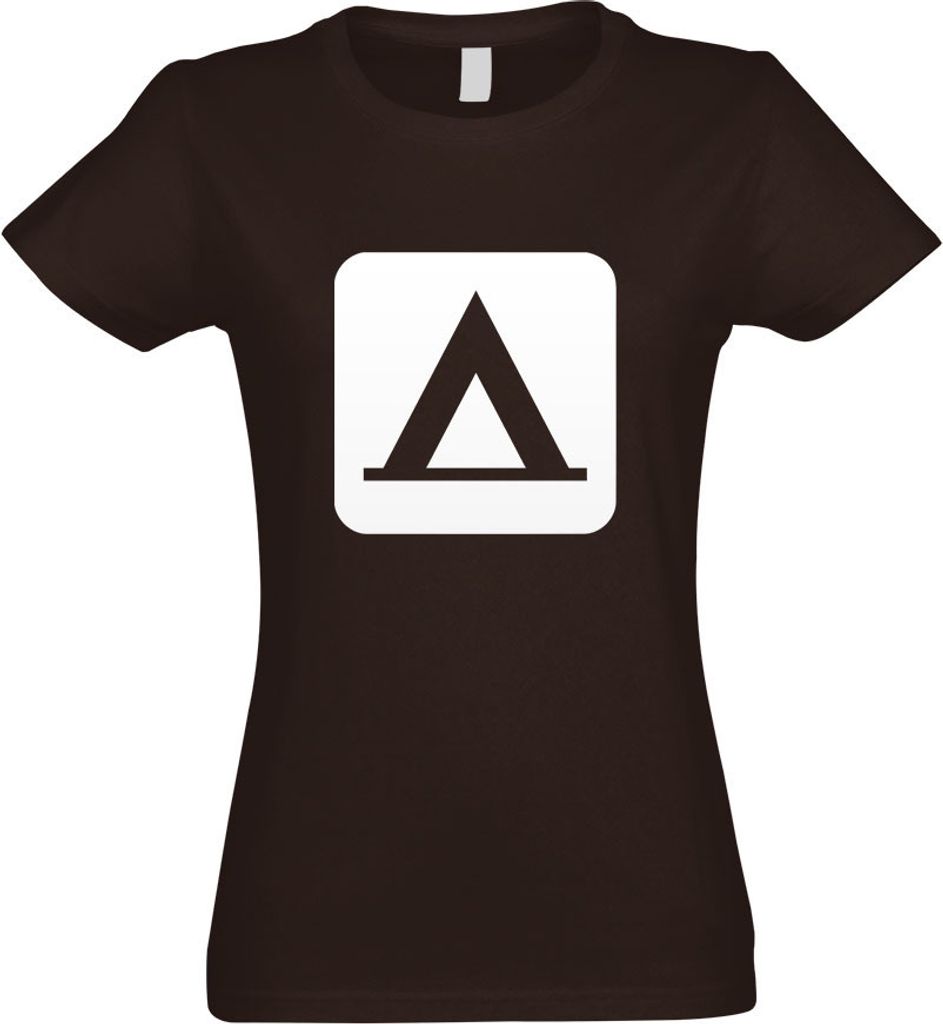 Kiwistar - T-Shirt tailliert - Damen - Chocolate - Zelten Camping Piktogramme - mit Motiv Bedruckt - Funshirt Design - Sport - Freizeit - Damen - S