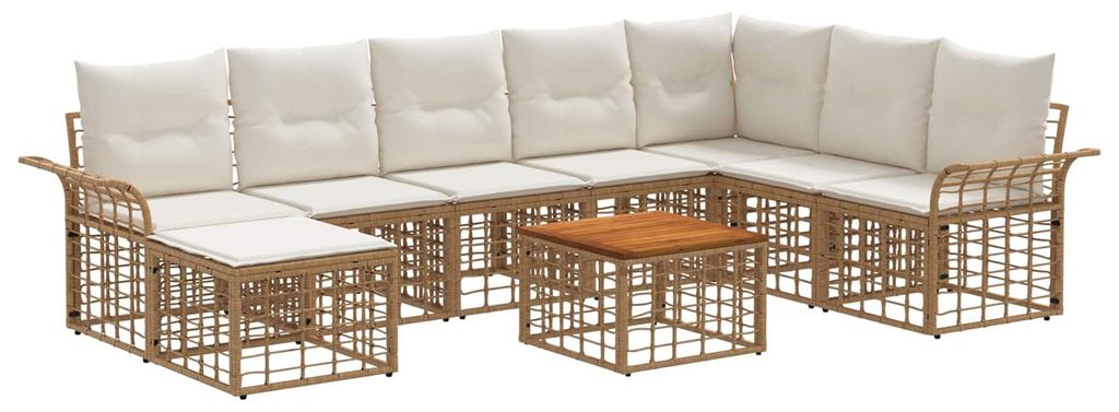 Maison Exclusive - Outdoor-Sofagarnitur 9 pcs Natürlich und Cremweiß Polyester