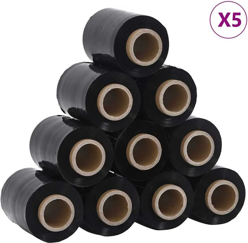 Film étirable noir 23 μm 10 cm x 150 m - Lot de 50 rouleaux d'emballage
