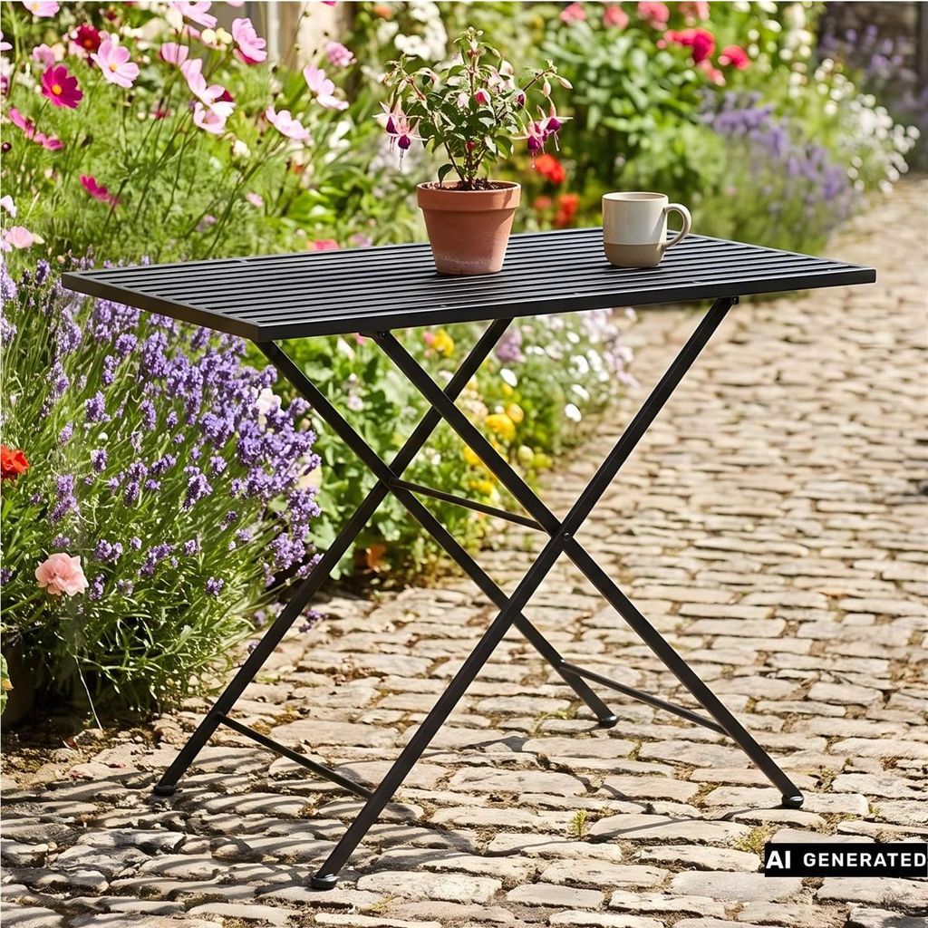 Gartentisch "Black" aus Metall, schwarz, 100x56 cm, Produktbild 