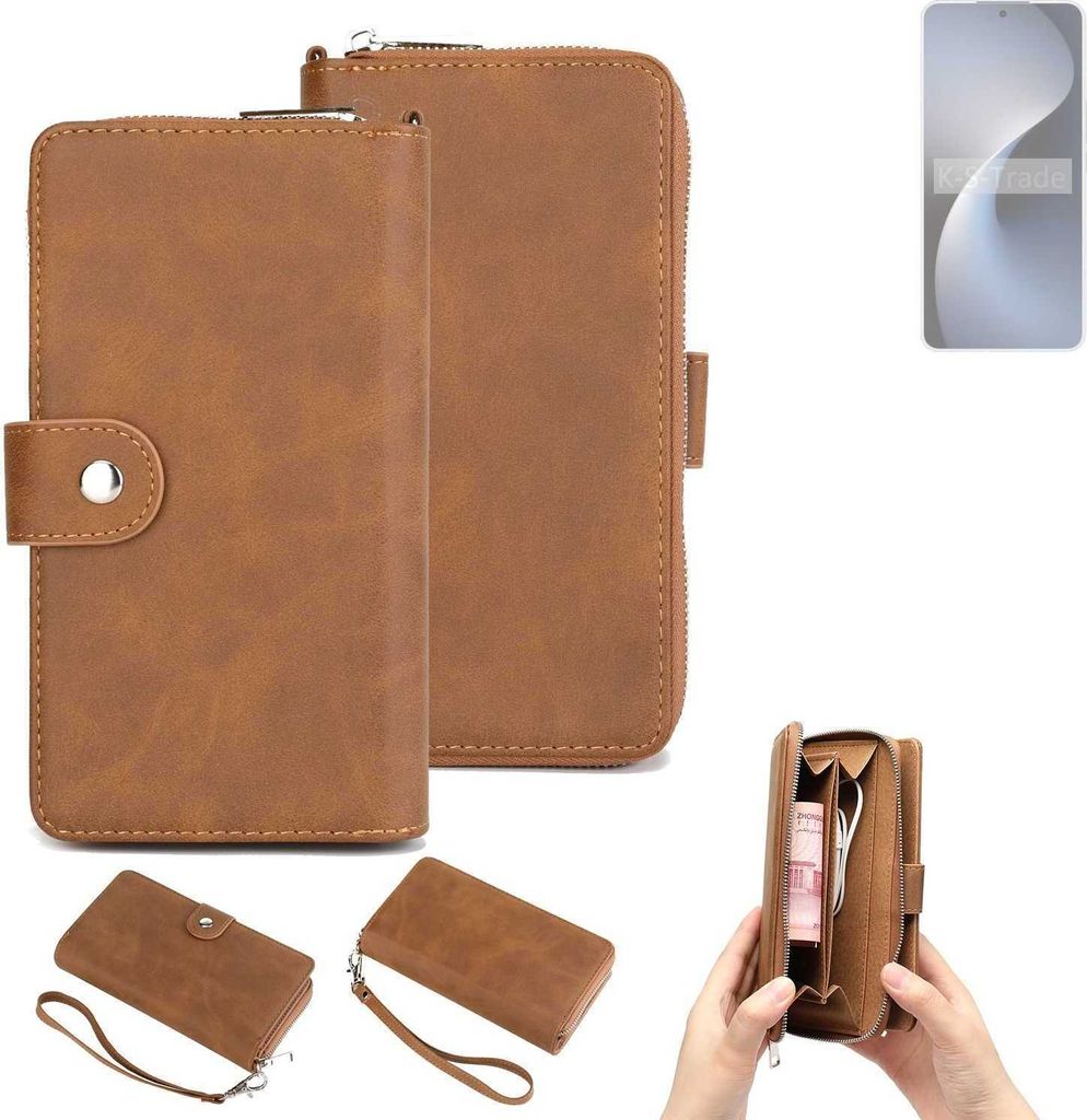 K-S-Trade Handyhülle Schutzhülle kompatibel mit Meizu 21 Note & Portemonnee Tasche Handytasche Case Etui Geldbörse Wallet braun (1x)