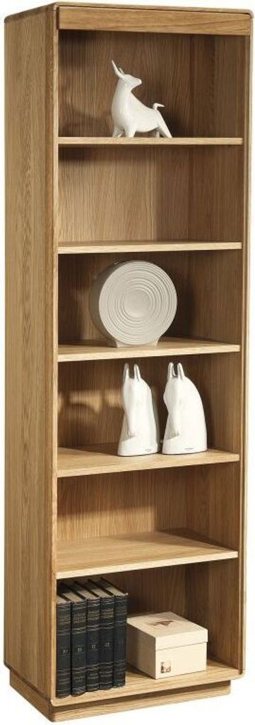 Bücherregal teilmassiv, geölt / gewachst Fazenda 04, mit sechs Fächer, Natur, Eiche, Maße: 201 x 61 x 41 cm, Echtholz Furnier, für Wohnzimmer
