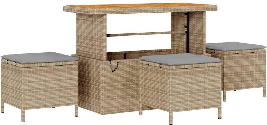 vidaXL Gartensofa-set mit Kissen 9 pcs Beige und Hellgrau