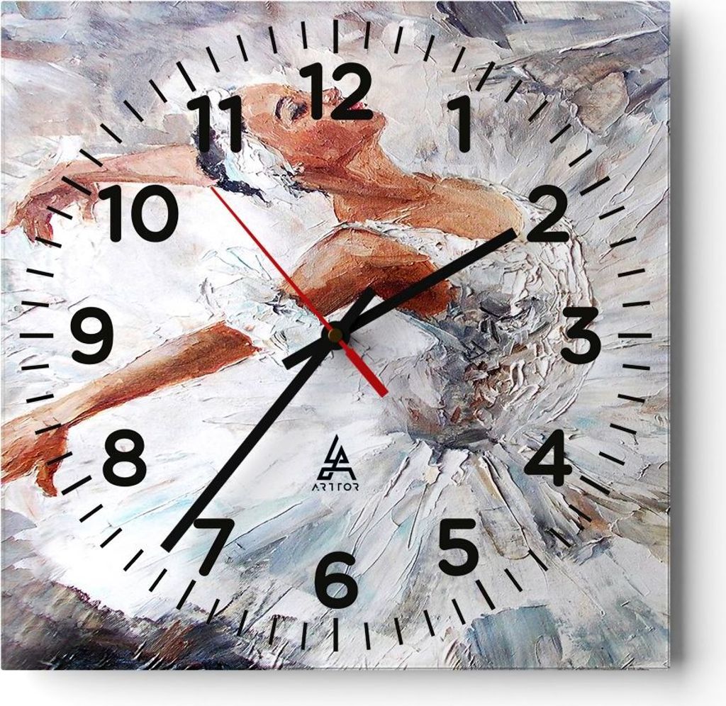 Wanduhr - Quadrat - Glasuhr - Frau Tanz Ballett Körper - 30x30cm - Schleichendes Uhrwerk - Lautlos - zum Aufhängen bereit - Dekoration Modern - W...
