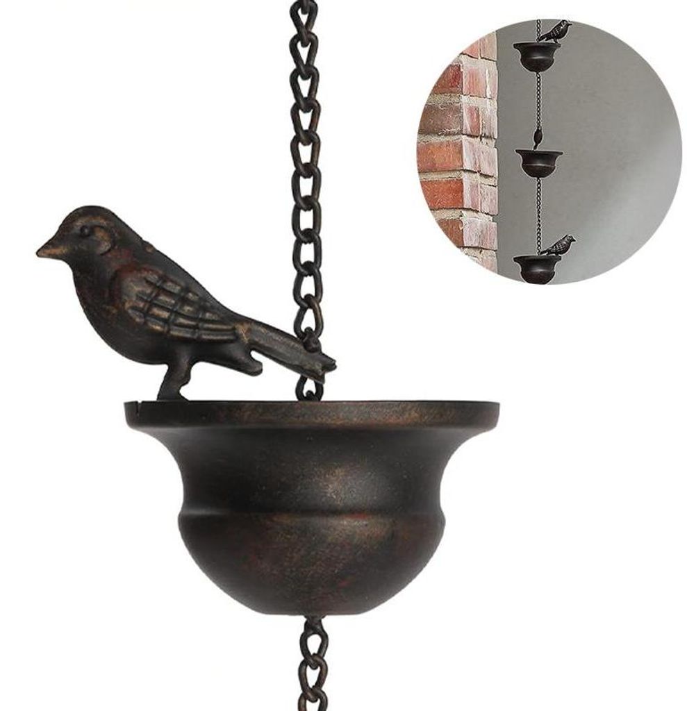 Regenrinnenkette in Vogelform, Regenkette Vogel Metall, Produktbild 