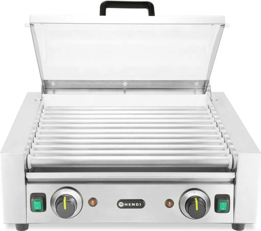 HENDI Grill Roulant 2 Zones 11 Roues 980W avec Couvercle de Protection