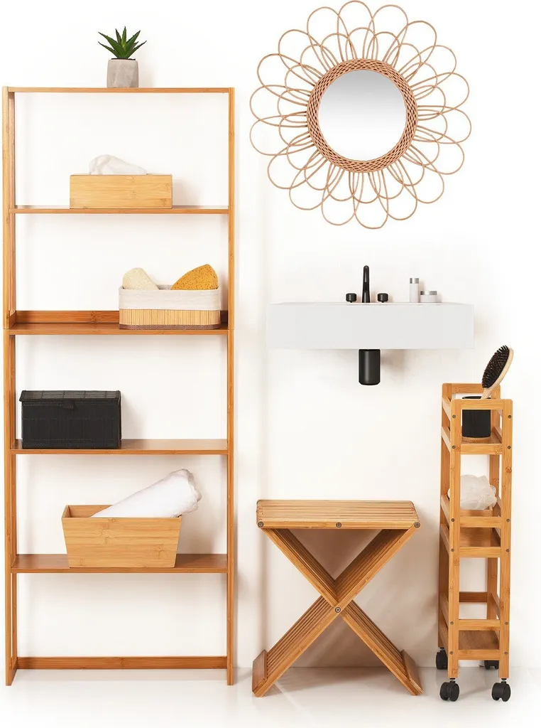 Siège d'appoint pliable bambou écologique tabouret mobile multifonction - 14