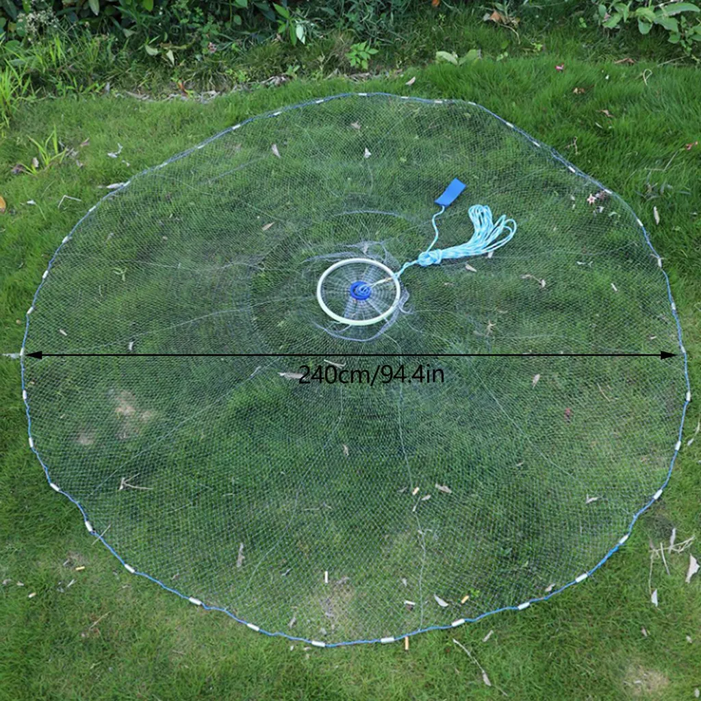 Filet à lancer de 2,4m - Épervier de pêche monofilament avec lestage