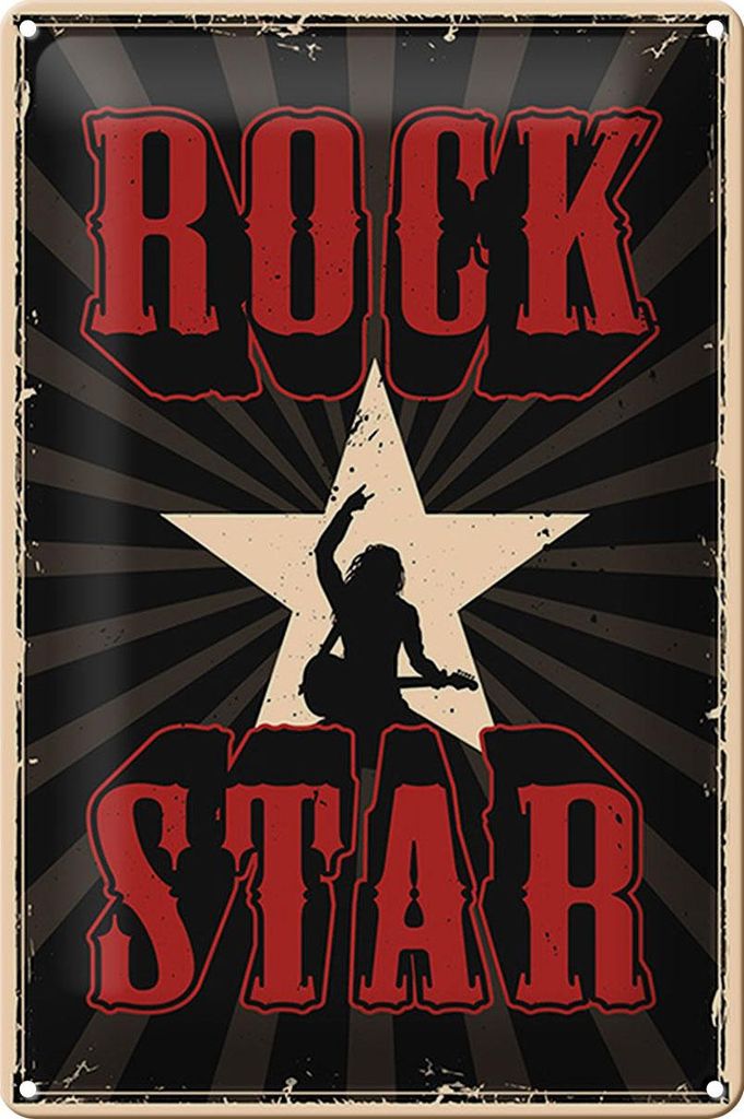 Blechschild Retro 20x30cm Rock Star Musik