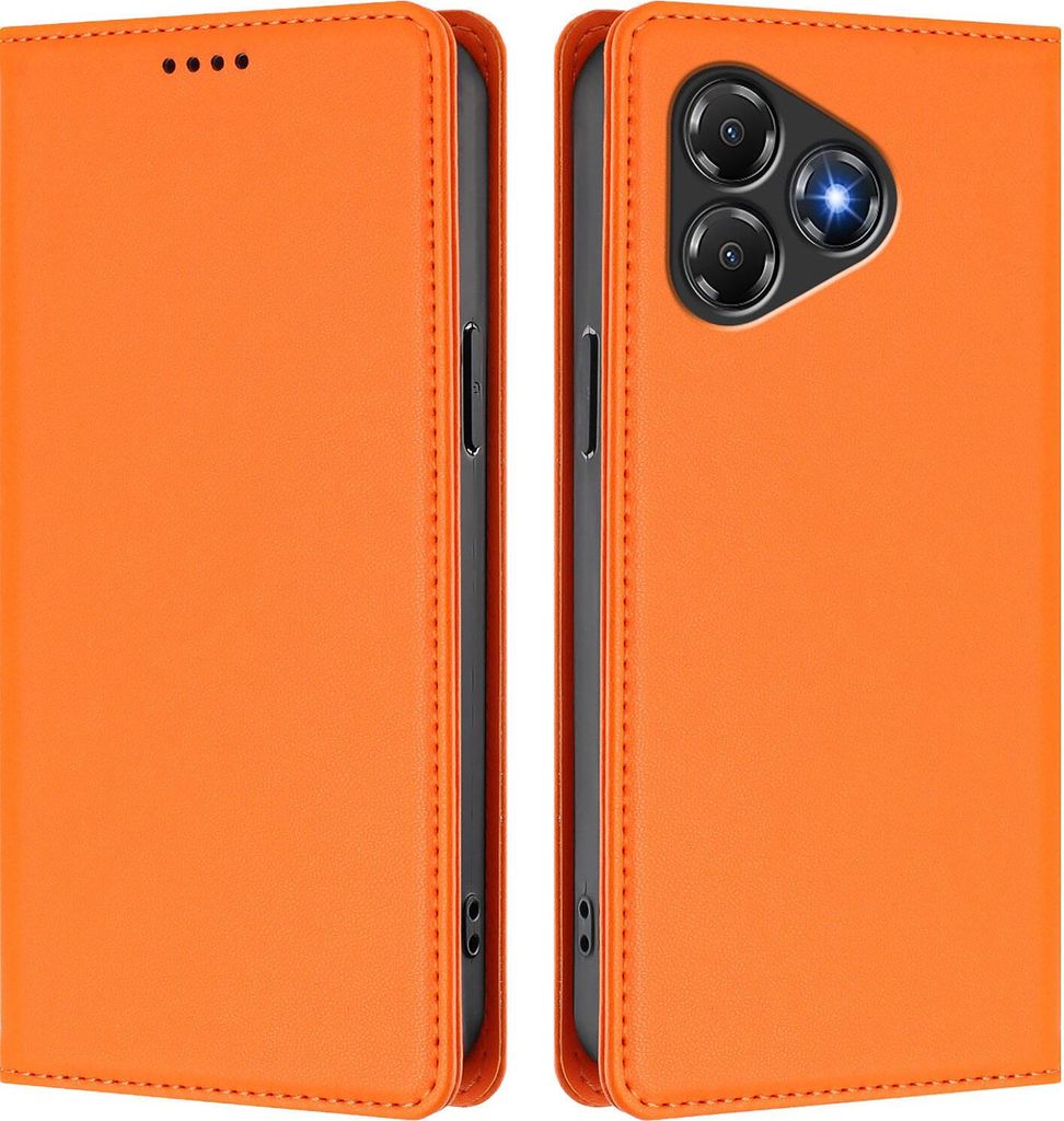 Handyhülle für ZTE Blade A36, Kunstleder Klapphülle Stoßfeste Magnetische Hülle mit Ständer Orange