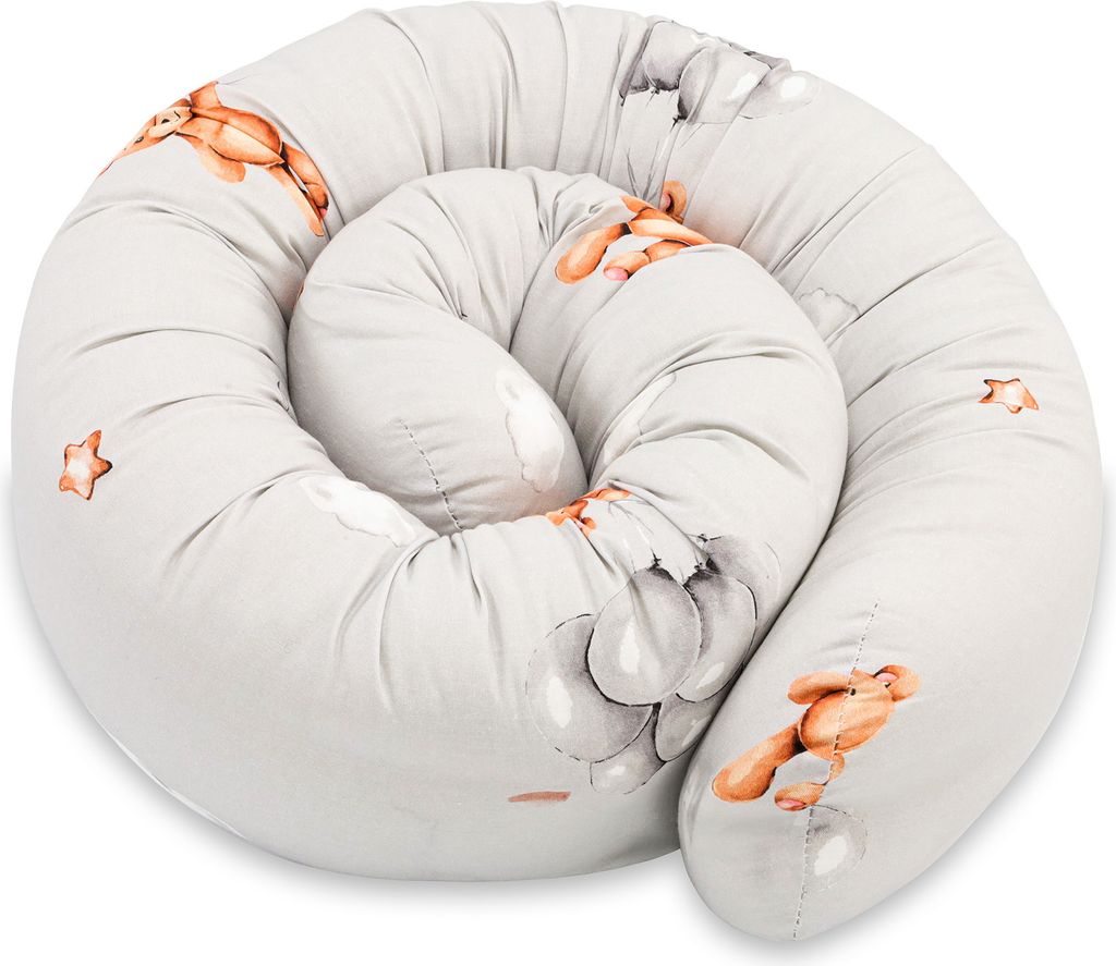 Seitenschläferkissen Bettschlange Body Pillow 150 cm Baumwolle - Kopfkissen lang Bettrolle Schlafkissen Nackenrolle Teddybären