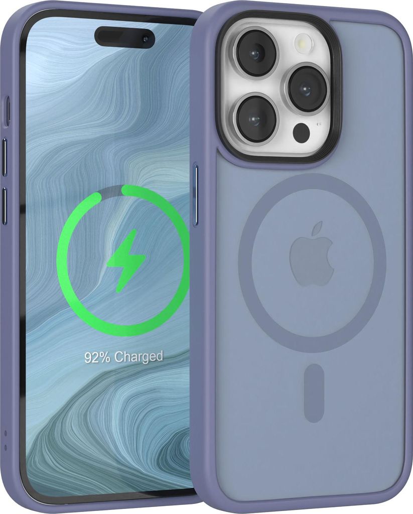 EAZY CASE - Outdoor Case mit MagSafe Funktion kompatibel mit Apple iPhone 14 Pro, induktives Laden, stoßfest, Silikonhülle mit Kameraschutz in Blau