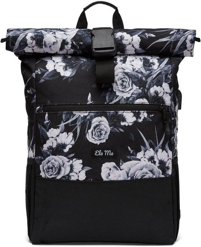 Grand sac à dos femme en nylon avec compartiment PC - Rose Nuit chic
