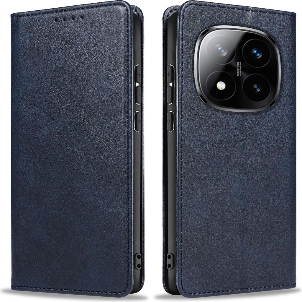 Handyhülle für Xiaomi Redmi Note 14 Pro 5G Kunstleder Flip Cover Hülle Handytasche Case Kartenfach Farbe: Blau