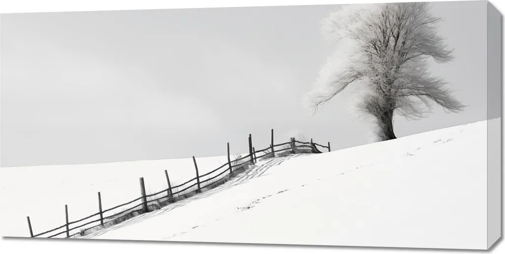 Quadro Paesaggio Invernale 100x50: Decorazione Parete Minimal Chic